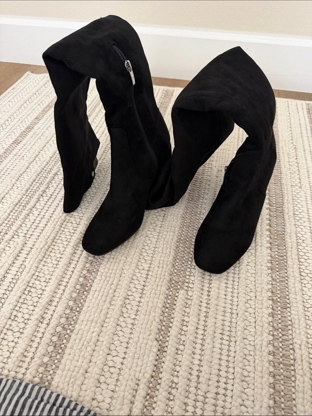 Marc Fisher Black Over-the-Knee Block Heel Boots